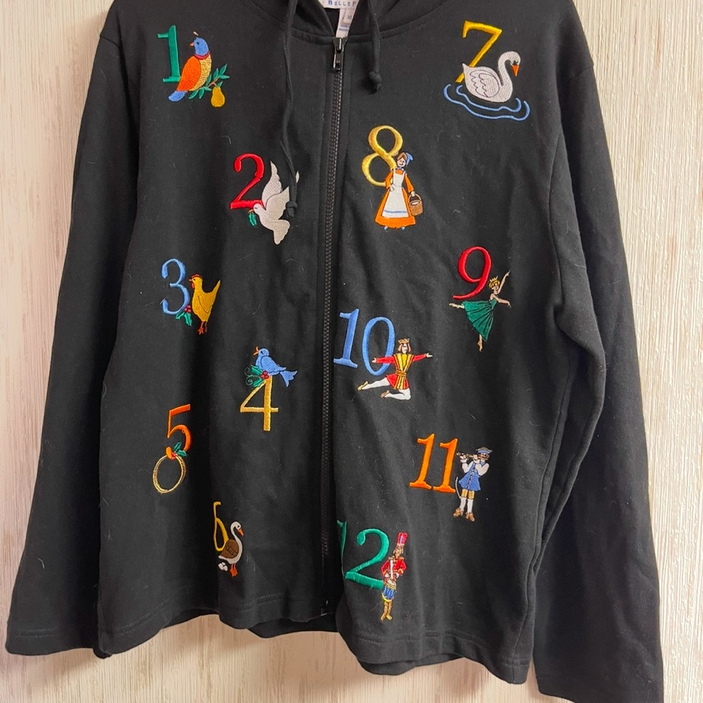 Bellepointe sz  xl 12 Days of Christmas hoodie with Colorful Embroidery
